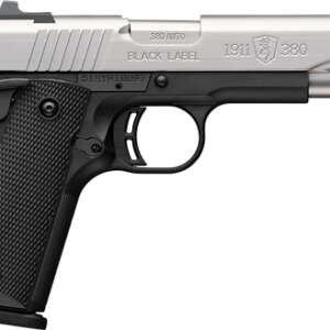 BROWNING 1911-380 STAINLESS - 380ACP 4.25"FS 8RD BLK/SS
