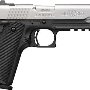 BROWNING 1911-380 SS 380ACP - 4.25"FS 8RD BLK/SS W/RAIL