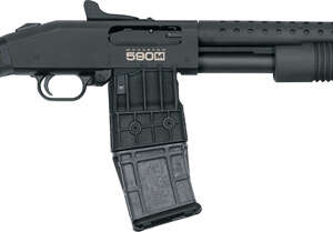 MOSSBERG 590M MAG-FED 12GA - 18.5" 10RD GHOST RING BLD/SYN