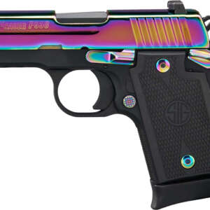 SIG P938 9MM 3" SAO SIGLITE - (1)7RD G10 TITANIUM RAINBOW