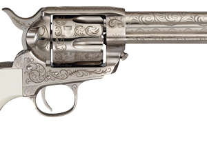 CIMARRON BAT MASTERSON 45LC - PW FS 5.5" ENGRAVED NICKEL