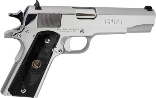 IVER JOHNSON 1911A1 38 SUPER - 5" FS 9RD CHROME BLACK PEARL