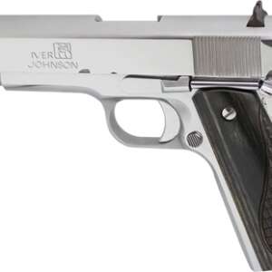 IVER JOHNSON 1911A1 38 SUPER - 5" FS 9RD CHROME BLACK WOOD
