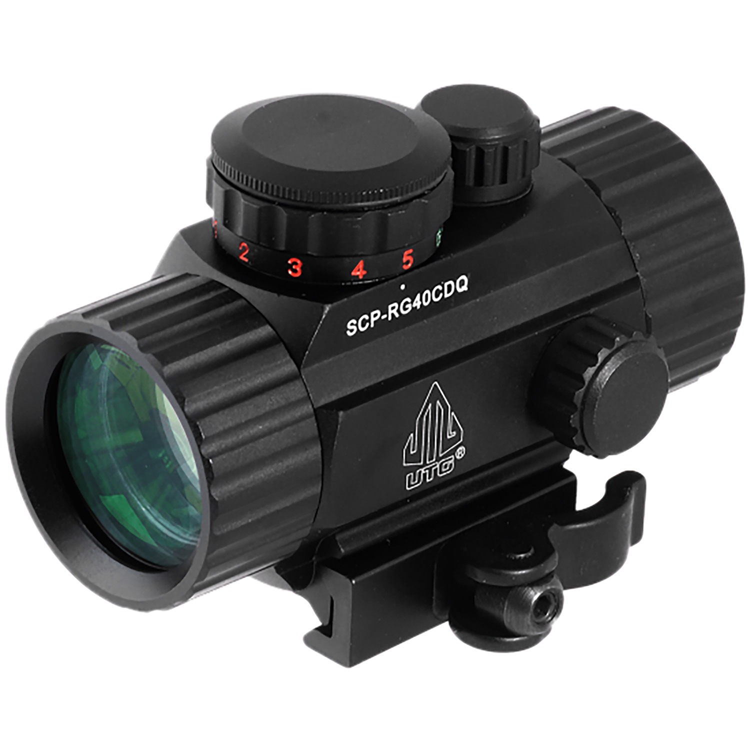 UTG SCPRG40CDQ ITA Black Hardcoat Anodized 1x 4 MOA Red/Green Dot/62 MOA Circle Reticle