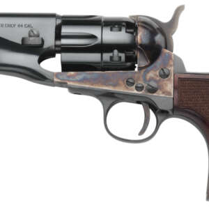 Taylors & Company 200017 1860 Army Snub Nose Pietta 44 Cal 6 Shot Percussion 3" Blued Round Barrel, Blued Cylinder, Color Case Hardened Steel Frame, Checkered Walnut Birdshead Grip