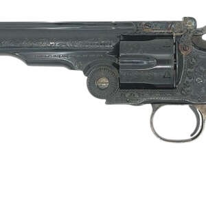 Taylors & Company 550652 Top Break Schofield 44-40 Win Caliber with 7" Barrel, 6rd Capacity Cylinder, Overall Blued Engraved Finish Steel & Walnut Grip