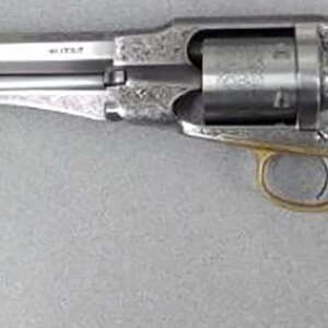 Taylors & Company 550763 1858 Remington Conversion 45 Colt (LC) Caliber with 8" Barrel, 6rd Capacity Cylinder, Overall Nickel-Plated Engraved Finish Steel & 2-Piece Ivory Grip