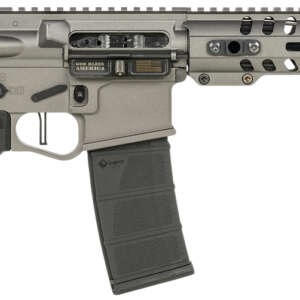 Patriot Ordnance Factory 01802 Minuteman Direct Impingement 5.56x45mm NATO Caliber with 10.50" Barrel, 30+1 Capacity, Tungsten Metal Finish, Buffer Tube Stock & Black MFT Grip Right Hand