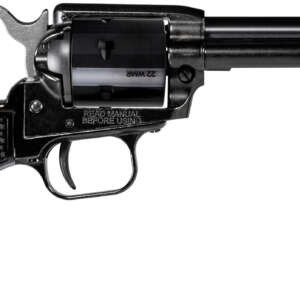 Heritage Mfg RR22MB4PG Rough Rider  22 LR/22 WMR 6 Shot, 4.75" Black Steel Barrel, Black Cerakote Zinc Alloy Frame, Black Cerakote Cylinder, Black Polymer Grip, Hammer/Thumb Safety, Exposed Hammer