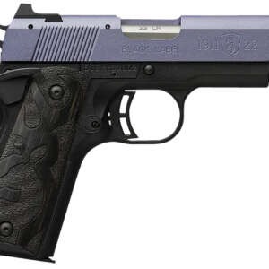 Browning 051894490 1911 Black Label Compact Frame 22 LR 10+1, 3.63" Matte Stainless Steel Barrel, Crushed Orchid Cerakote Serrated Slide, Matte Black Polymer Frame w/Beavertail
