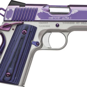 Kimber Mfg, Inc 3200319 Ultra II  9mm Luger 8+1 3" Stainless Match Grade Barrel, Engraved Purple Amethyst PVD Serrated Stainless Steel Slide, Satin Silver Aluminum Frame w/Beavertail, G10 Grip