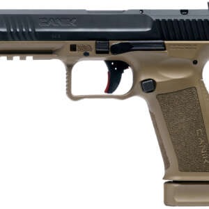 Canik HG6652N Mete SFT 9mm Luger 10+1 4.46" Black Nitride Steel Barrel, Black Cerakote Optic Ready/Serrated Steel Slide, Flat Dark Earth Polymer Frame w/Picatinny Rail, Interchangeable Backstrap Grip