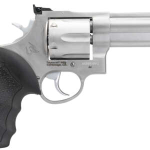 Taurus 2-440049 44  Large 44 Rem Mag 6 Shot 4" Matte Stainless Ported Barrel, Cylinder & Frame, Black Finger Grooved Rubber Grip, Transfer Bar Safety, Exposed Hammer