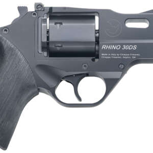 Chiappa Firearms 340289 Rhino 30DS  Small Frame 357 Mag 6 Shot, 3" Black Anodized Steel Vent Rib Barrel, Blued Steel Cylinder, Black Anodized Aluminum Frame, Black Rubber Grip, Concealed Hammer