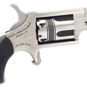 North American Arms 22LRTW Wasp  22 LR 5rd rd 1.13" Stainless Vent Rib Steel Barrel, Matte Stainless Steel Frame, Stainless Cylinder, Exclusive Black Pebbled Rubber Grips