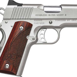 Kimber Mfg, Inc 3200330 Ultra Carry II  45 ACP 7+1 3" Stainless Match Grade Barrel, Satin Silver Serrated Stainless Steel Slide, Satin Silver Aluminum Frame w/Beavertail, Rosewood Grip