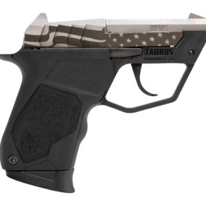Taurus 1-22TUC139-USFLAG 22TUC  Micro-Compact Frame 22 LR 9+1 2.50" Stainless Tip-Up Barrel, Custom Engraved Serrated Slide, Black Polymer Frame