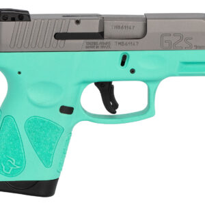 Taurus 1G2S939C G2S  Compact Frame 9mm Luger 7+1 3.26" Matte Stainless Steel Barrel, Matte Serrated Stainless Steel Slide, Cyan Polymer Frame w/Picatinny Rail & Polymer Grip, Right Hand