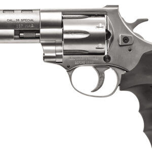 Weihrauch Guns 770128 Windicator  Medium Frame 357 Mag 6 Shot, 4" Nickel Steel Barrel, Nickel Cylinder, Nickel Steel Frame, Black Finger Grooved Rubber Grip, Spurred Hammer