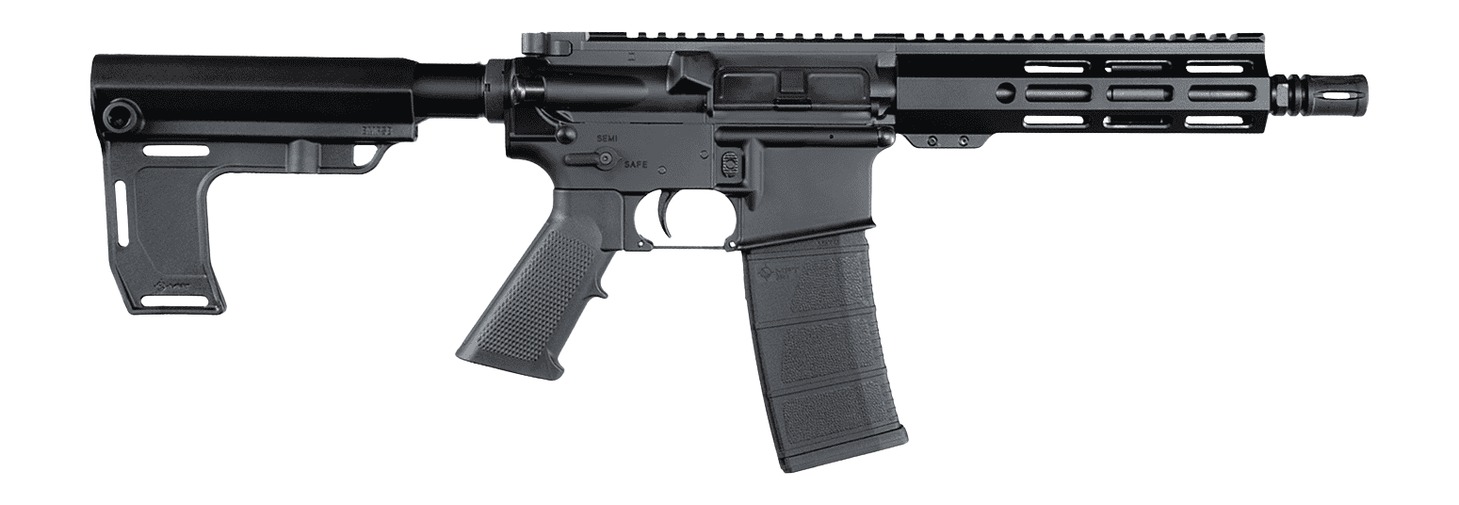 Andro Corp Industries 5568CBMPS ACI-15 CQB 5.56 NATO 30+1 8" Black Nitride Threaded Barrel, Black Anodized Aluminum Receiver w/Picatinny Rail, M-LOK Handguard, Black Polymer SBA3 Pistol Brace, A2 Grip