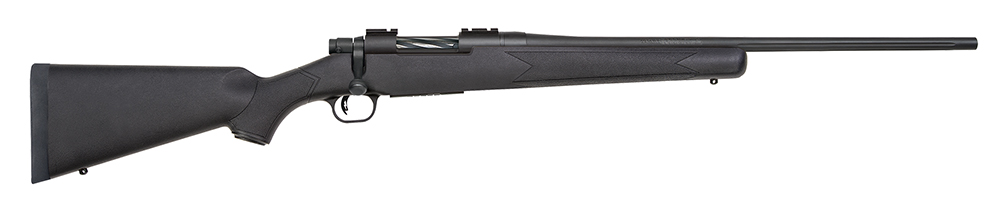 Mossberg 27851 Patriot Full Size 7mm-08 Rem 4+1 22" Matte Blued Fluted Barrel, Drilled & Tapped Matte Blued Stainless Steel Receiver, Black Fixed Synthetic Stock, Right Hand