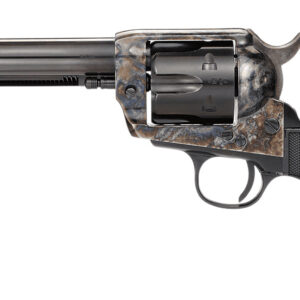 Taylors & Company 200110 1873 Pietta 9mm Luger 6 Shot 5.50" Blued Round Barrel, Blued Cylinder, Color Case Hardened Steel Frame, Black Checkered Plastic Navy Grip, Manual Safety, Exposed Hammer