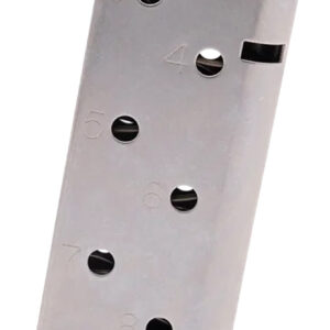 CMC Products 17130 Power Mag Railed 8rd 45 ACP Fits 1911 Government Stainless Steel w/ Black Base Pad